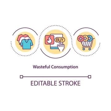 Wasteful consumption concept icon Stock Illustration
