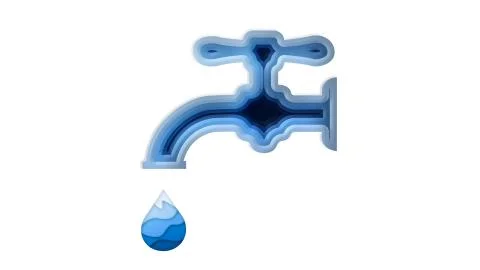 Wasteful water consumption reduction concept. water drop out on white background Stock Illustration