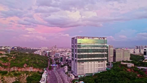 Wasteland and buildings near Biodiversity Flyover  in raidurgam, hyderabad Stock Footage 254087017