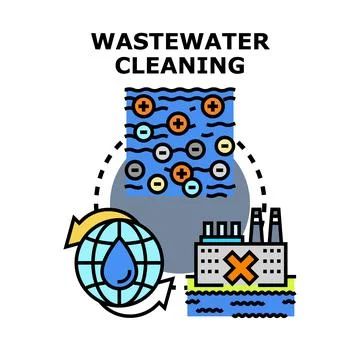 Wastewater cleaning cycle concept preventing environmental pollution Stock Illustration