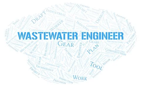 Wastewater Engineer typography word cloud create with the text only Stock Illustration