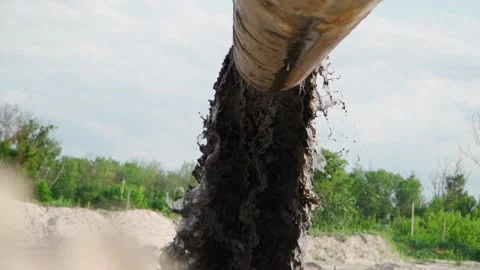 Wastewater Large Rust Pipe Merge Environment Forest. Sewage Sewer Pollutes Stock Footage 135676369