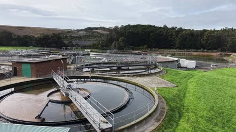 Wastewater treatment plant processing sewage water Stock Footage 342955818