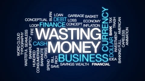 Wasting money animated word cloud. Kinetic typography. Stock Footage 105018657