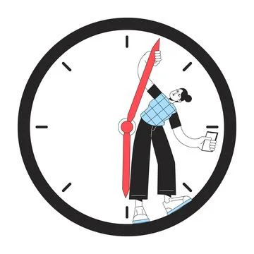 Wasting time on internet with mobile phone line concept vector spot illustration Stock Illustration