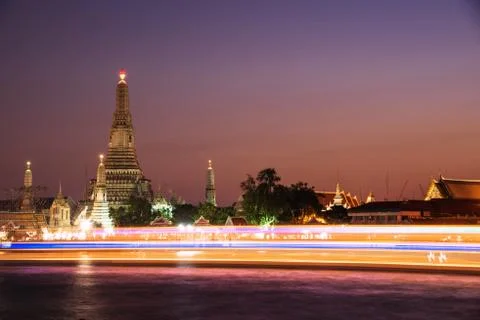 Wat Arun at dusk in Bangkok Stock Photos