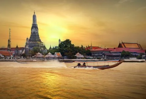 Wat arun in sunset Stock Photos