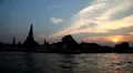 Wat Arun, Sunset,Temple of the Dawn in Bangkok, Thailand, Chao Phraya River HD Footage