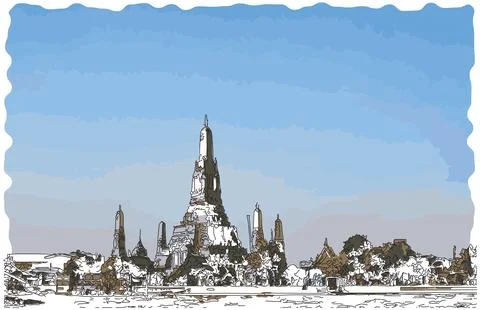 Wat Arun Temple of dawn Stock Illustration