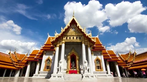 Wat Benchamabophit Buddhist Temple time lapse Stock Footage 42774752