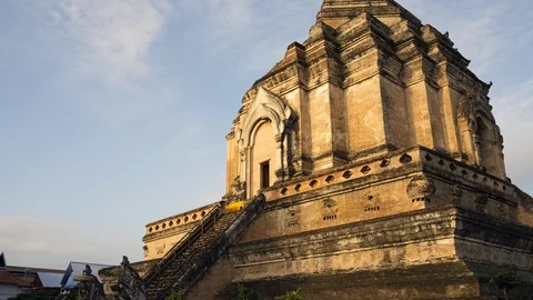 Wat Chedi Luang Landmark Of Chiang Mai Thailand. Stock Footage