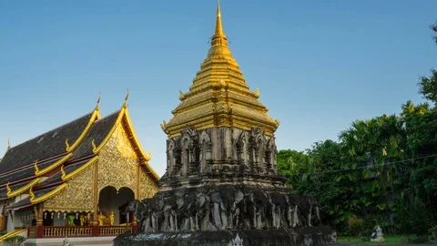 Wat Chiang Man is the oldest temple in Chiangmai, Thailand, Asia. Stock Footage