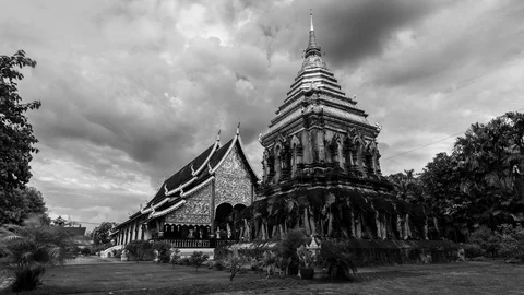 Wat chiang man timelapse black and white Stock Footage 109143125