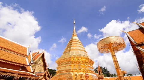 Wat Doi Suthep, Buddhist temple in Chiang Mai Thailand. Stock Footage 51312969