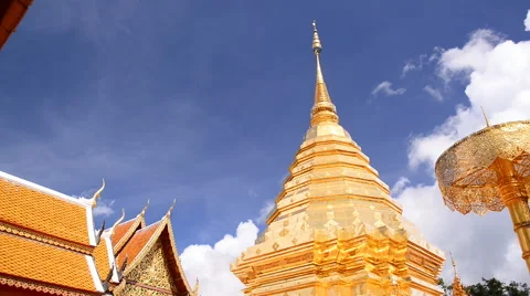 Wat Doi Suthep, Buddhist temple in Chiang Mai Thailand. Stock Footage 51313698