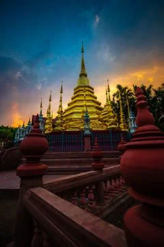 Wat Phantao at Sunset Stock Photos