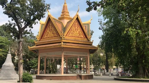 Wat Phnom Hill, Phnom Penh City Cambodia IMG 1108 Stock Footage 120146927