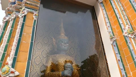 Wat Pho Giant Display in Showcase at Wat Pho Wall, Thailand Stock Footage 320760892