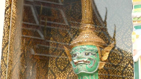 Wat Pho Giant Display in Showcase at Wat Pho Wall, Thailand Stock Footage 320768309