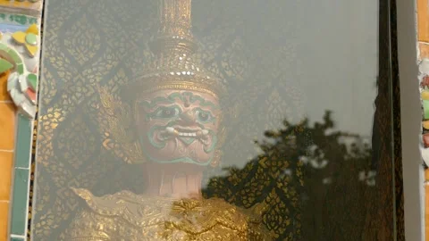 Wat Pho Giant Display in Showcase at Wat Pho Wall, Thailand Stock Footage 320768310