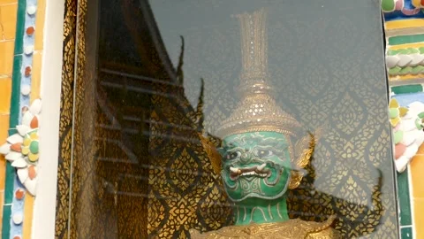 Wat Pho Giant Display in Showcase at Wat Pho Wall, Thailand Stock Footage 320850988