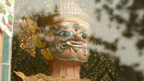 Wat Pho Giant Display in Showcase at Wat Pho Wall, Thailand Stock Footage 320850994