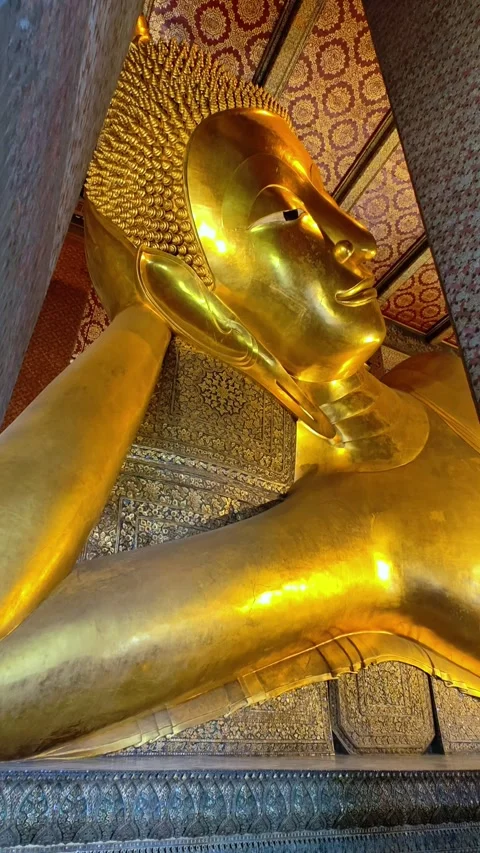 Wat Pho Temple. Lying Buddha statue Bangkok Thailand. Stock Footage 308813314