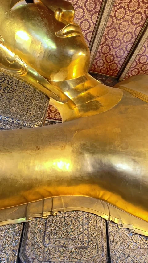 Wat Pho Temple. Lying Buddha statue Bangkok Thailand. Video stock 309078411