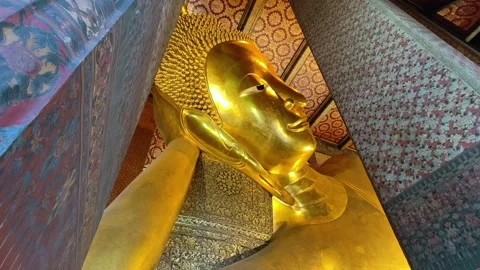 Wat Pho Temple. Lying Buddha statue Bangkok Thailand. Video stock 309078835