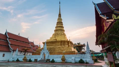 Wat Phra That Chae Haeng Temple Landmark Place Of Nan Province, Thailand Stock Footage 194312844