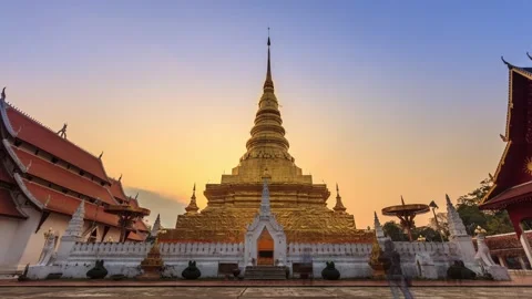 Wat Phra That Chae Haeng Temple Landmark Place Of Nan Province, Thailand Stock Footage 194544855