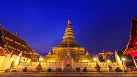 Wat Phra That Chae Haeng Temple Landmark Place Of Nan Province, Thailand Stock Footage 194544866