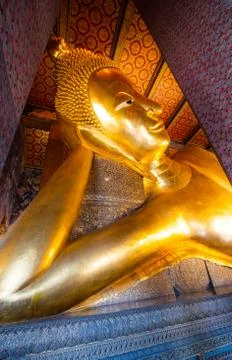 Wat Phra Chetuphon Reclining Buddha Bangkok Thailand. Stock Photos