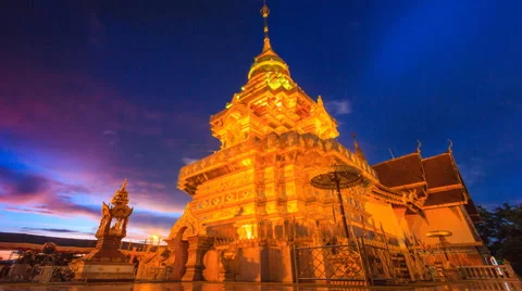 Wat Phra That Doi Saket Landmark Temple Of Chiang Mai, Thailand 4K Day To Night Stock Footage 68913872