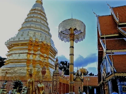 Wat Phra That Doi Suthep in Chiang Mai, Thailand. Video stock 77348271
