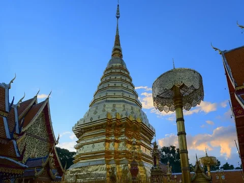 Wat Phra That Doi Suthep in Chiang Mai, Thailand. Stock Footage 77373216