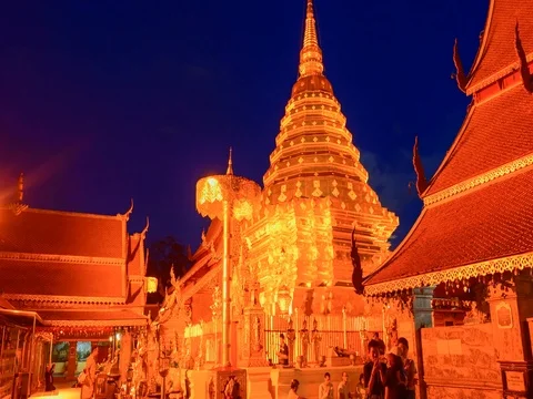 Wat Phra That Doi Suthep in Chiang Mai, Thailand. Stock Footage 77373225