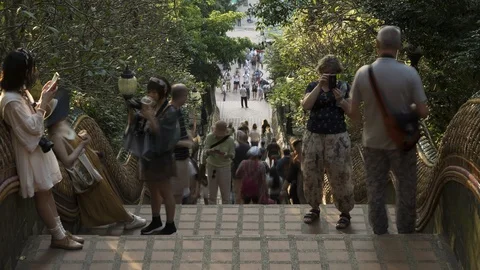 Wat Phra That Doi Suthep Dragon Stairs Time-lapse V1 Stock Footage 100208677
