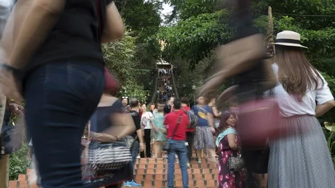 Wat Phra That Doi Suthep Dragon Stairs Time-lapse V4 Stock Footage 102124122