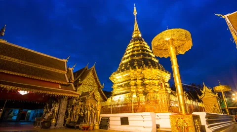 Wat Phra That Doi Suthep Famous Temple of Chiang Mai, Thailand (Time Lapse) Stock Footage 51801550