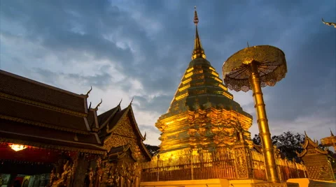 Wat Phra That Doi Suthep Famous Temple of Chiang Mai, Thailand (zoom out) Stock Footage 51801911
