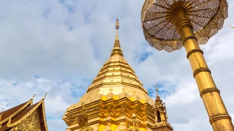 Wat Phra That Doi Suthep Famous Temple of Chiang Mai, Thailand (zoom out) Stock Footage 52532482
