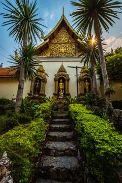 Wat Phra That Doi Suthep Small side temple at Sunset Chiang Mai Stock Photos