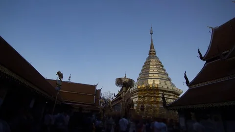 Wat Phra That Doi Suthep Temple, Chiang Mai ,Thailand, Timelapse Video stock 70739297