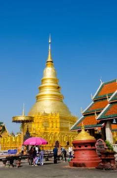 Wat phra that hariphunchai Stock Photos