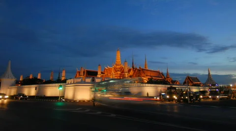 Wat Phra Kaew time-lapse at night 스톡 동영상 447799