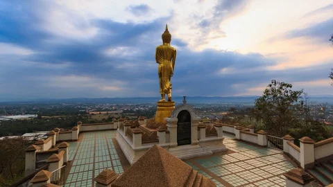 Wat Phra That Khao Noi Temple Landmark Travel Place Of Nan Province, Thailand Stock Footage 99791176