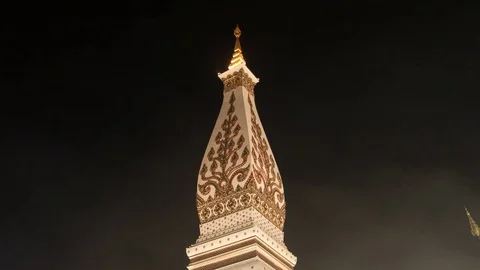 Wat Phra That Phanom temple at twilight, Nakhon Phanom, Thailand. Stock Footage 73448492