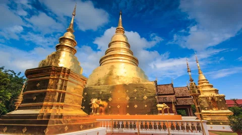 Wat Phra Singh Temple Landmark Destination Religion Place Of Chiang Mai,Thailand Stock Footage 69015737