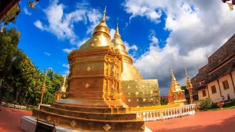 Wat Phra Singh Temple Landmark Destination Place Of Chiang Mai, Thailand Stock Footage 69220783